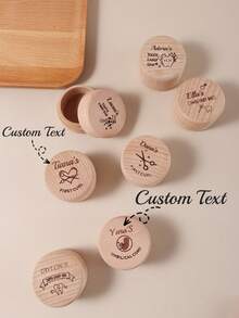 1pc Customized Unique Baby Teeth, Hair And Umbilical Cord Storage Box, Wooden Growth Memorial Gift And Photography Props,Easy Comfort,Birthday Gift - Multicolor - View 1