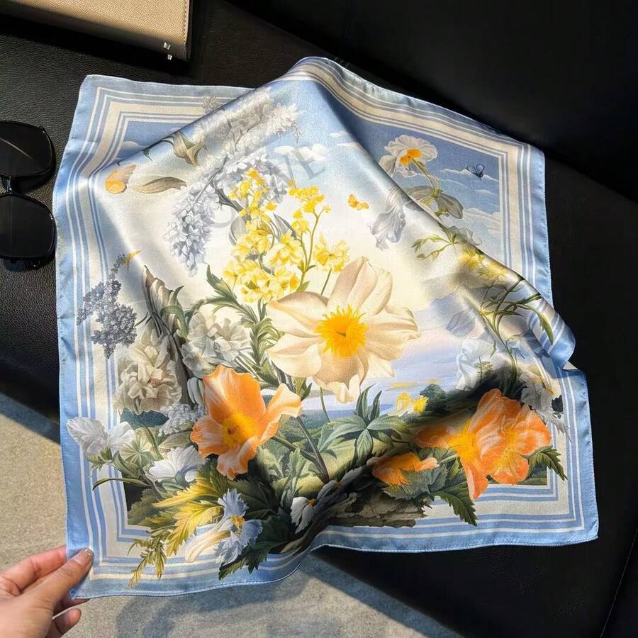 New Fashionable Elegant Women's Square Scarf 100% Silk Versatile Decorative Neck Scarf