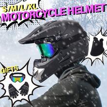 Off-Road Motorbike Full Face Helmet For Adult Dirt Bike UTV Off-Road Helmet Goggles Gloves And Face Mask Matte Black DOT - L - View 5