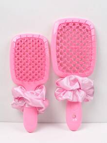 四件套美发造型梳套装 - 空心梳、顺发梳、粉色发圈、蓬松梳、卷发梳，干湿两用，不打结，返校必备，旅行必备，女士美发配件，梳子，梳子套装，边缘梳，梳子套装，梳子，迷你梳，顺发梳，护发产品，美发工具，美发配件，护发，卷发梳，发型师，美发造型工具，旅行必备，发型，护发