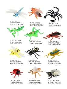 Set de 3/6/12/24 piezas de juguetes de insectos miniatura realistas aleatorios - Arañas, mariposas, mariquitas, abejas, escorpiones, decoraciones, colección de modelos de insectos para adolescentes, regalos para amigos, regalos de Navidad, animales pequeños de plástico, modelo de escorpión, pulpo, que brillan en la oscuridad, animales, miniaturas navideñas, decoración de insectos, figuras de plástico, abejas, figuras en miniatura, animales de granja, monstruos marinos - Multicolor - Ver 11