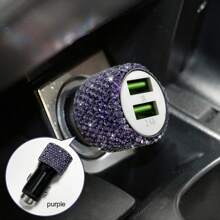 1 pièce Chargeur de voiture 2-en-1/8-en-1 avec strass, câble de charge 3-en-1 avec strass, charge rapide, Type C, USB, adaptateur de voiture, compatible avec Apple, téléphone, caméra de tableau de bord, iPad, GPS, cadeau pour les vacances/anniversaire