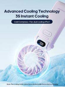 kinscoter 1 件可充电 3600mAh 小型便携式手持风扇露营旅行空气冷却器 LED 显示屏 100 级风速可调个人降温迷你手持风扇可折叠 - 彩色 - 查看 6