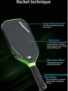 VISPINVO 16MM TORAY T700 Raw Carbon Fiber Pickleball Paddle,Adult Pickleball Racket Board,High-Performance Polymer Honeycomb Core And Heat-Pressed One-Piece For Durability,Fabric Gradient Surface And Edge Guard Protection,Extended Comfortable Grip,Features Powerful Rotation And Controlled Balance,Multiple Color Options And Including Pickleball Bag, Ideal Gift For Festivals And Competitive Special Occasions