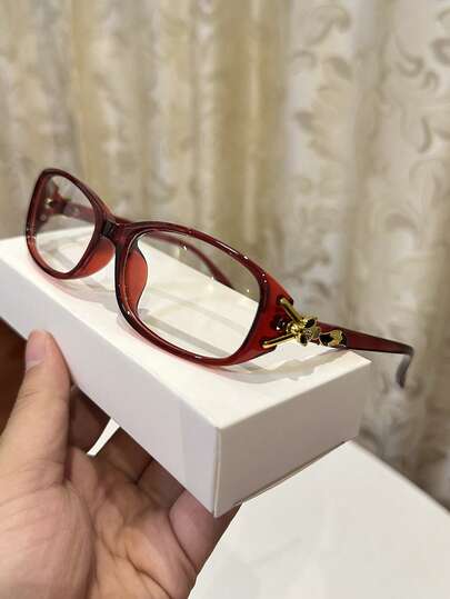 1pc Women's Casual Retro Plain Glass Eyeglasses, Suitable For Daily Wear And Street Style