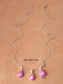 Fuchsia Necklace Earring Set, Classic Designs, Multiple Options Available For Women - Hot Pink - View 3