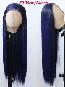 13X4 Blue Lace Front Long & Straight Human Hair Wigs Pre Plucked Hairline With Baby Hair Unprocessed Virgin Brazilian Human Hair Wigs Blue Color Wig For Women Halloween Costumes