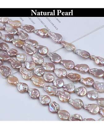 1 String 15-20mm Coin Baroque Natural Pink Freshwater Pearl 36cm Loose Beads For Women Daily Jewelry Necklace Or Bracelet Making