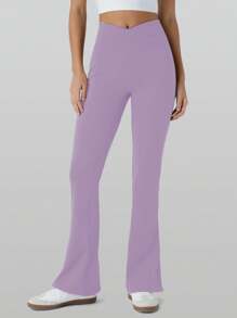 RUNONWHEELS 5 High Waist Flared Pants Daily Fitness Sports Leggings, Women Butt Lifting Yoga Leggings,Women's High-Waisted Cross Design Flared Leggings Suitable