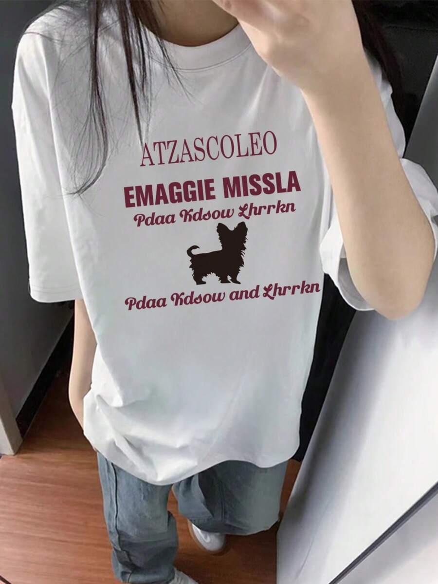 200g Pure Cotton T-Shirt 2025 Summer Ladies New Short Sleeve Pure Cotton Holiday Pattern Short Sleeve Round Neck Couple Wear Small Shirt Tops - 白色 - 查看 1