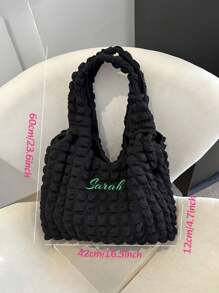 1pc Personalized Cloud Pleated Women Shoulder Bag, Fashion Versatile Handbag For Work Commute Underarm Bag, Lightweight Portable Storage Bag, Embroidered Name Bridesmaid Gift, Multifunctional Tote Bag, Suitable For Daily Use, Can Be Given As Gifts To Family, Friends, Mothers, For Mothers Day, Valentine's Day, Nurses Day, Teachers Day, Christmas, Personalized Birthday Gift