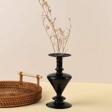 Lake Balaton 1pc Black Glass Vase, Suitable For Dried Flowers, Hydroponics, And Home Decor, Can Be Used As Tabletop Decoration,Halloween Decor, Fall Decor Room Decor Flower Vase - Black - View 12