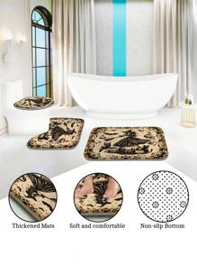 1 Stücke/4 Stücke Halloween Hexe Bad Kürbis Vorhang Dekoration, schönes Einweihungsgeschenk, moderne Heimdekoration, wasserdichter Duschvorhang und Toiletten-Bodenmatte Drei-Teile-Set mit 12 Duschvorhangösen Schulanfang