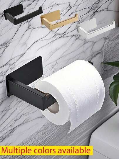 1个不锈钢壁挂式卫生纸架，浴室纸巾架，无需钻孔，自粘式卫生纸架，吸水性强的纸巾架，纸巾架，无需钻孔的卫生纸架，自粘式卫生纸架，吸水性强的纸巾架，黑色、银色、金色，浴室配件，无需钻孔，壁挂式，马桶收纳架，浴室五金，浴室装饰