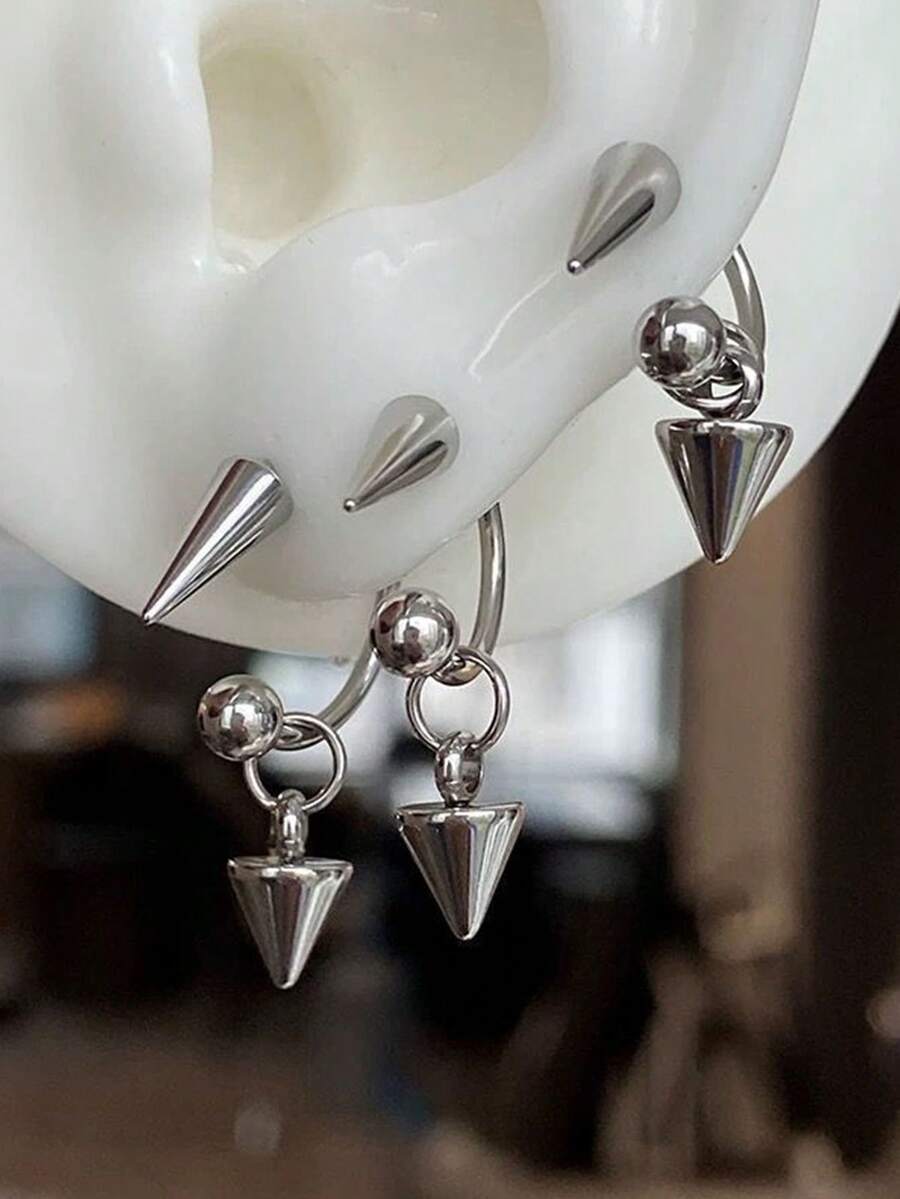 1 件可拆卸不锈钢弯杠螺纹尖刺眉骨穿孔耳环适合女士 Y2K 情绪派对饰品