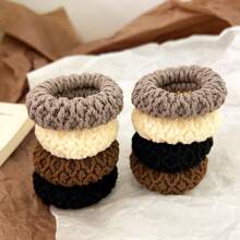 6pcs/8pcs Classic Black White Brown Scrunchie, Chic Scrunchies For Buns Accessories,Simple Ponytail Hair Ties, Everyday Stretchy Hair Ties Back To School