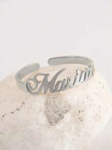 1 pieza Anillo personalizado elegante - Acero inoxidable, diseño abierto ajustable, opciones de color dorado y plateado, joyería de uso diario de moda para mujer, personaliza con tu nombre, un regalo significativo para amigos, familia o pareja