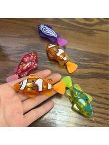 1 件/4 件电动游泳小丑鱼，带光传感器，逼真的机器人水族馆装饰，猫玩具，鱼饵，青少年电子宠物 - 彩色 - 查看 5