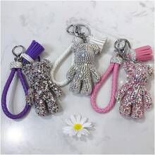 Llavero creativo y fresco con diseño de oso de diamante - Azul - Ver 2