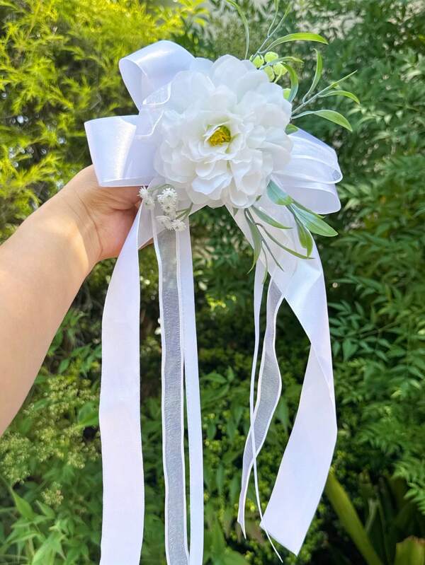 1PC Wedding Car Flower Wedding Car Decoration Rearview Mirror Door Handle Simulation Flower Broken Peony Handlebar Flower Wedding Flower