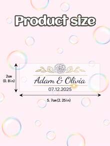 45张定制个性化泡泡管贴纸，可定制婚礼招待会标签，印有您的名字和日期，采用优雅的透明金箔泡泡设计，适合返校用品、定制贴纸、营造温馨氛围和节日日历。 - 彩色 - 查看 5