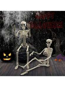 Halloween Skeleton - 40/90cm Halloween Skeletons Decorations, Full Body Posable Joints 15'' Skeletons, Realistic Human Bones With Movable Joints Halloween Party Decoration,Courtyard Deck Lawn Garden Skeleton Props, Creative Small Gift, Holiday Accessory, Birthday Party Supplies, Party Decorations Supplies - Beige - View 10
