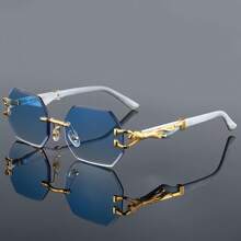 Retro Rimless Edged Fashion Fashion Glasses, Leopard Decor Temple Arms, Suitable For Casual Daily Wear, Street Photography, Holiday Gifts Back To School Fashionable Preppy School Look