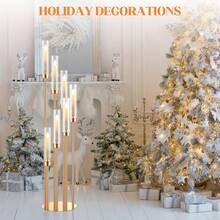 2 件/4 件多臂金色金属烛台 | 高落地烛台套装，适用于圣诞节、婚礼、家居、万圣节派对装饰