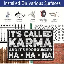 1 pieza Letrero de metal vintage Karma - Cartel decorativo colgante de pared, letrero retro multiusos para el hogar, oficina, garaje, cueva de hombres - Arte de pared humorístico, regalo de cumpleaños ideal - A - Ver 6