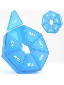 1pc Weekly 7-Day Pill Organizer Box, Rainbow Portable Round Medicine Case, Unscented Thickened Tablet Holder Back To School