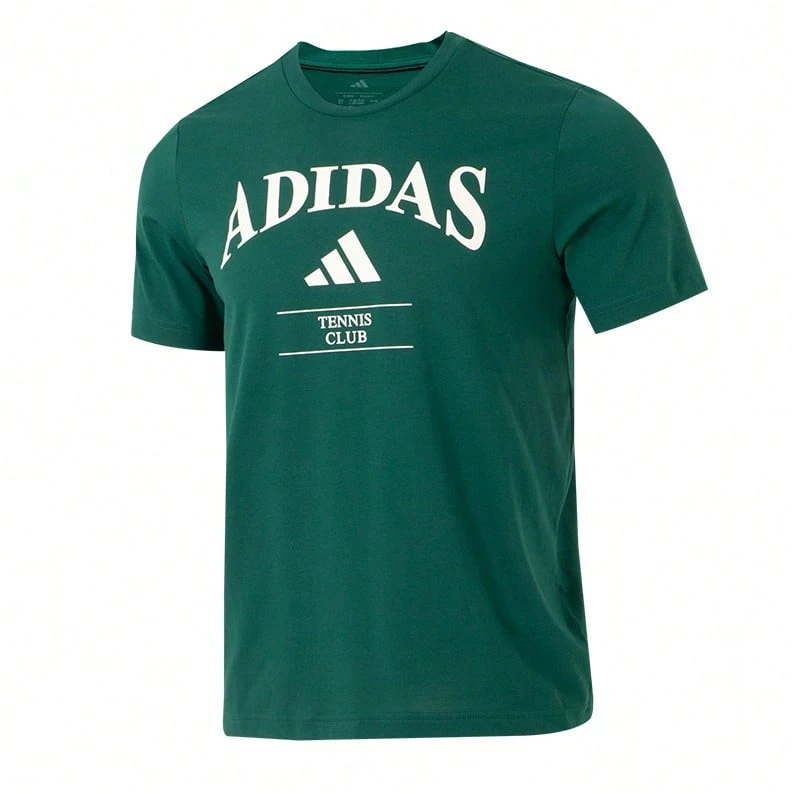 Adidas Camiseta de manga corta con cuello redondo HRTG TNS G T para hombre y mujer, ropa deportiva sencilla y holgada, ropa informal para uso diario, camisetas de calle, tops de media manga - verde bosque - Ver 1