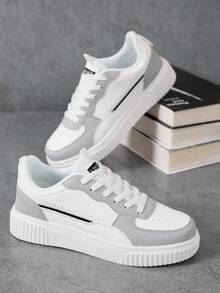 Herren Skaterschuhe mit dicker Sohle - höhenerhöhende rutschfeste Sneaker, leichte Streetwear-Schuhe, weiße multifunktionale Sportschuhe für den Frühling - Grau - Übersicht 3