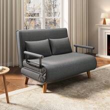 Asofer 2-Seater Sofa Bed With Bed Function, Armchair With Bed Function With Adjustable Backrest And 2 Pillows, Armchair With Sleep Function For Small Apartment - 深灰色 - 查看 9