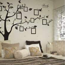 4 pièces/set Autocollants muraux de photo d'arbre noir, décoration pour la chambre à coucher, le salon