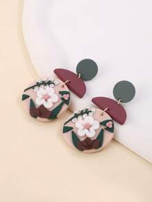 1 对手工彩色 3D 花卉图案自然主义风格女士耳环，时尚优质珠宝，适合派对、日常佩戴和送礼 - 彩色 - 查看 3