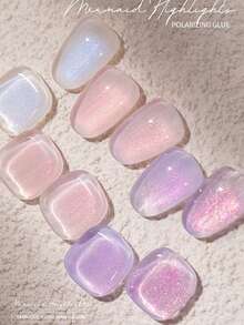 2026新款12毫升容量情人节礼物梦幻美人鱼高光云锦碎钻超细闪粉珠光极光凝胶超亮梦幻糖果冰半透明闪粉指甲油凝胶，季节星光闪粉磁性持久美白美甲美妆 - 彩色 - 查看 2