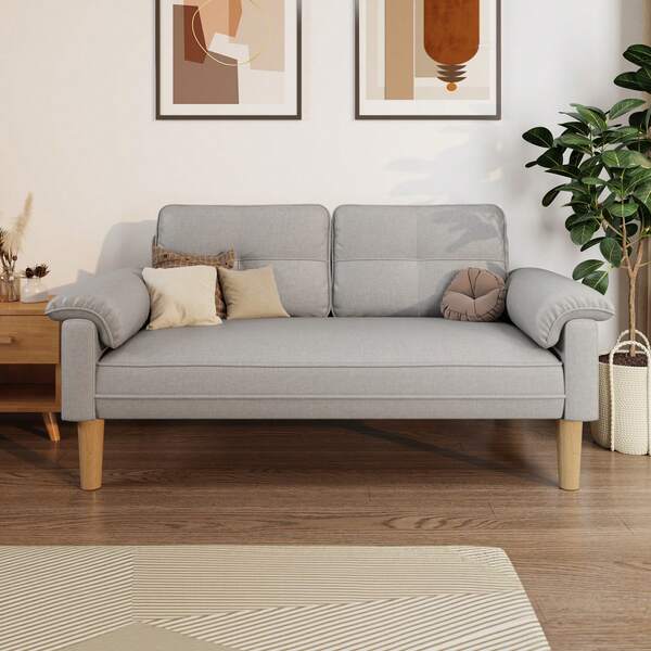 Asofer Divano a 2 posti, piccolo divano a 2 posti con bracciolo e tasca laterale, moderno divano in tessuto per soggiorno, appartamento, ufficio, facile da montare, 144 x 77 x 77 cm