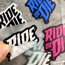 5pcs "RIDE OR DIE" Bicycle Stickers, Waterproof PET Material, Scratch-Resistant, Vibrant Colors, Can Decorate Bicycle Frame, Suitable For Road Bikes, Bicycles, Mountain Bikes, Cycling Decoration Accessories, Ideal Choice For DIY Enthusiasts And Cycling Lovers. - Multicolor - View 5