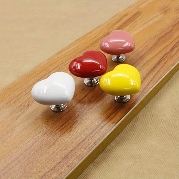 2pcs Colorful Heart Shaped Toilet Button Decoration, Creative Bathroom Toilet Tank Button, Fashionable Love Button
