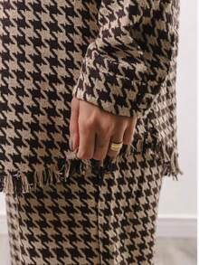 Women's Tweed Set, Pants And Maxi Shirt, Elegant Casual Office - 紫紅色 - 查看 4