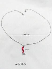 1 件复古 18K 镀金不锈钢细链配红辣椒吊坠，装饰项链适合女士日常和婚礼佩戴，礼物 - 金色 - 查看 6