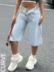 Pantaloni di jeans larghi e ampi da donna taglie comode in stile Y2K con ricamo di farfalle sulle tasche