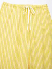 Pantalon jaune rayé à taille élastique, design polyvalent, sens de la mode européen et américain. Nouvelle arrivée printemps/été pour femmes DEEKA
