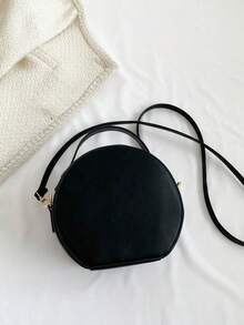 Women's Solid Color Crossbody Bag Small Round Bag Fashionable Texture Simple And Fresh Suitable For Vacation Outing - Black - View 4