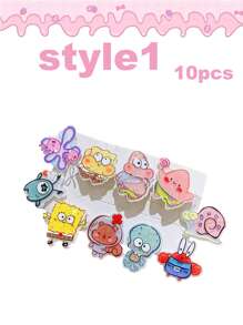 SPONGEBOB Attache-cheveux mignon en forme de cœur girlish avec Katong SquarePants, pince à cheveux en acrylique, franges, cheveux abimés, pince latérale pour enfants, accessoire pour cheveux, pinces à griffes, pinces à cheveux, barrette, pinces à cheveux
