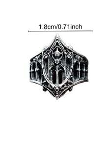 1PC Classical Gothic Retro Ring Fashion Festival Castle Personalized Ring - màu đen - Xem 4