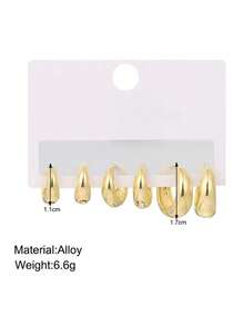 6PCS Simple Gold Plated Copper Metal Minimalist Invisible Hoop Earrings For Girls Glossy Small Geometric Circle Hipho(Size Pls Refrence Picture Show Size And Received Products)