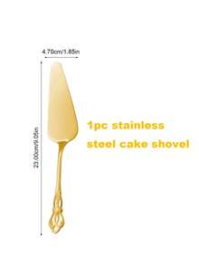 2pcs Vintage Royal Cake Serving Set, Elegant Stainless Steel Cake Knife And Cake Server, Polished Mirror Finish, Suitable For Dishwashing, Chrome Alloy, Tableware, Applicable For Wedding Decor, Halloween Decor, School Supplies, Bachelor Party, Kitchen Utensils, Kitchen Accessories, Party Supplies, Travel Set, Gifts, Birthday Party, Graduation, Cooking Utensil Set - Multicolor - View 8
