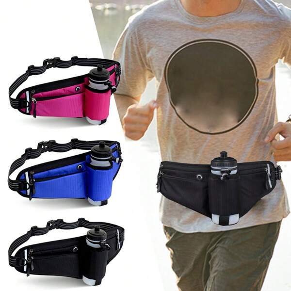 1pc Running Fanny Pack With Water Bottle Holder - Adjustable Running Belt With Water Bottle Holder And Pouch - One Size Fits All Travel Fanny Pack ﻿