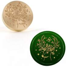 CYFUN DESIGN 1 PC Minimalist Floral Series Wax Seal Stamps 25mm Solid Brass Engraved Fire Lacquer Stamp Heads NO Handle For Decorating Notebook Gifts And Greeting Cards (Lilies, Spring Branches, Flower Bushes, Chimes Patterns) Back To School,Back To School,School Supplies